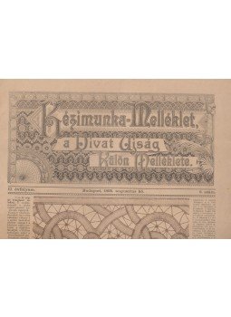Gorzaleczky Ilona - Kézimunka-Melléklet, a Divat Ujság külön melléklete 1895. augusztus, Budapest 1895 antikvár könyv