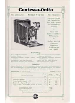  - A Contessa Camera-Werke stuttgarti fényképezőgép-gyár képes árujegyzéke (1913), Stuttgart 1913 antikvár könyv