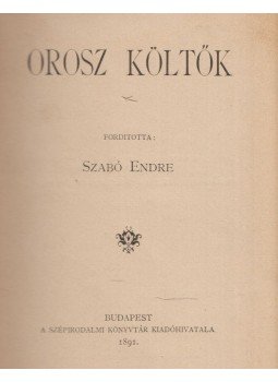  - Orosz költők, Budapest 1891 antikvár könyv