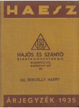 Dr. Bercelly Harry - HAESZ árjegyzék 1935, Budapest 1935 antikvár könyv
