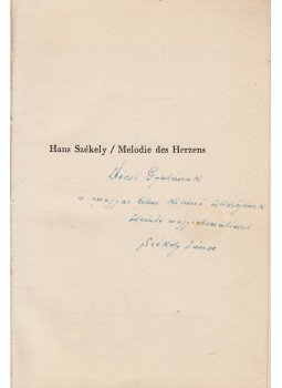 Székely, [János] Hans - Melodie des Herzens (1930) (Dedikált, számozott), Berlin 1930 antikvár könyv