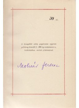 Molnár Ferenc - A testőr (Számozott, aláírt), Budapest 1919 antikvár könyv