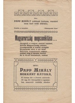 Papp Mihály - Papp Mihály rokkant katona önsegélyező, hazafias dalgyűjteménye (1926), Győr 1926 antikvár könyv
