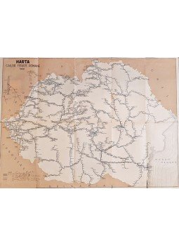 Protopescu, C. - Románia román nyelvű vasúti térképe a  II. bécsi döntést közvetlenül megelőző időből (1940), Bukarest 1940 antikvár könyv