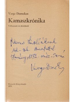 Varga Domokos - Kamaszkrónika (Dedikált), Budapest 1971 antikvár könyv
