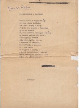 Szemlér Ferenc - Szemlér Ferenc „Hosszabbodnak a nappalok” című versének gépelt, eredeti kézirata,  1970 antikvár könyv
