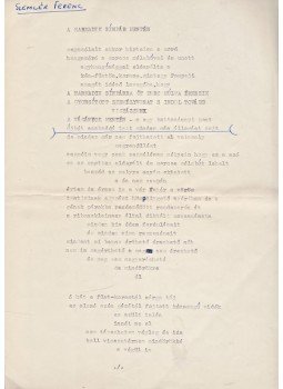 Szemlér Ferenc - Szemlér Ferenc „A harmadik sínpár mentén” című versének gépelt, eredeti kézirata,  1970 antikvár könyv