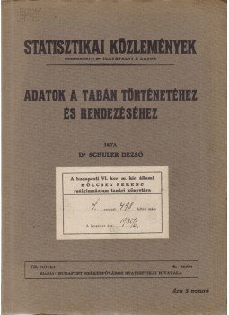 Schuler Dezső - Adatok a Tabán történetéhez és rendezéséhez, Budapest 1933 antikvár könyv