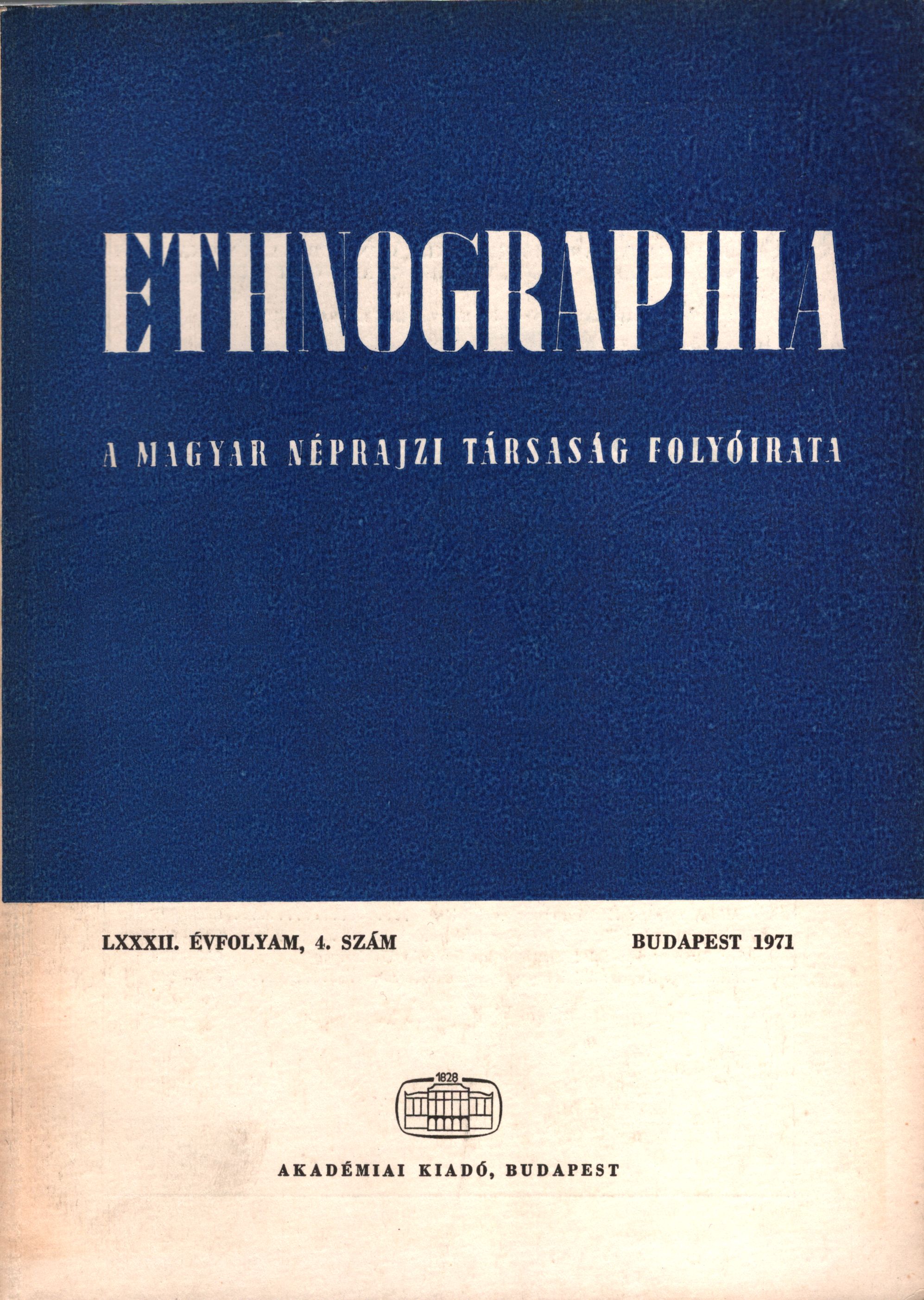 K. Kovács László - Ethnographia 1971/4 K. Kovács László - Ethnographia 1971/4, Budapest 1971 antikvár könyv