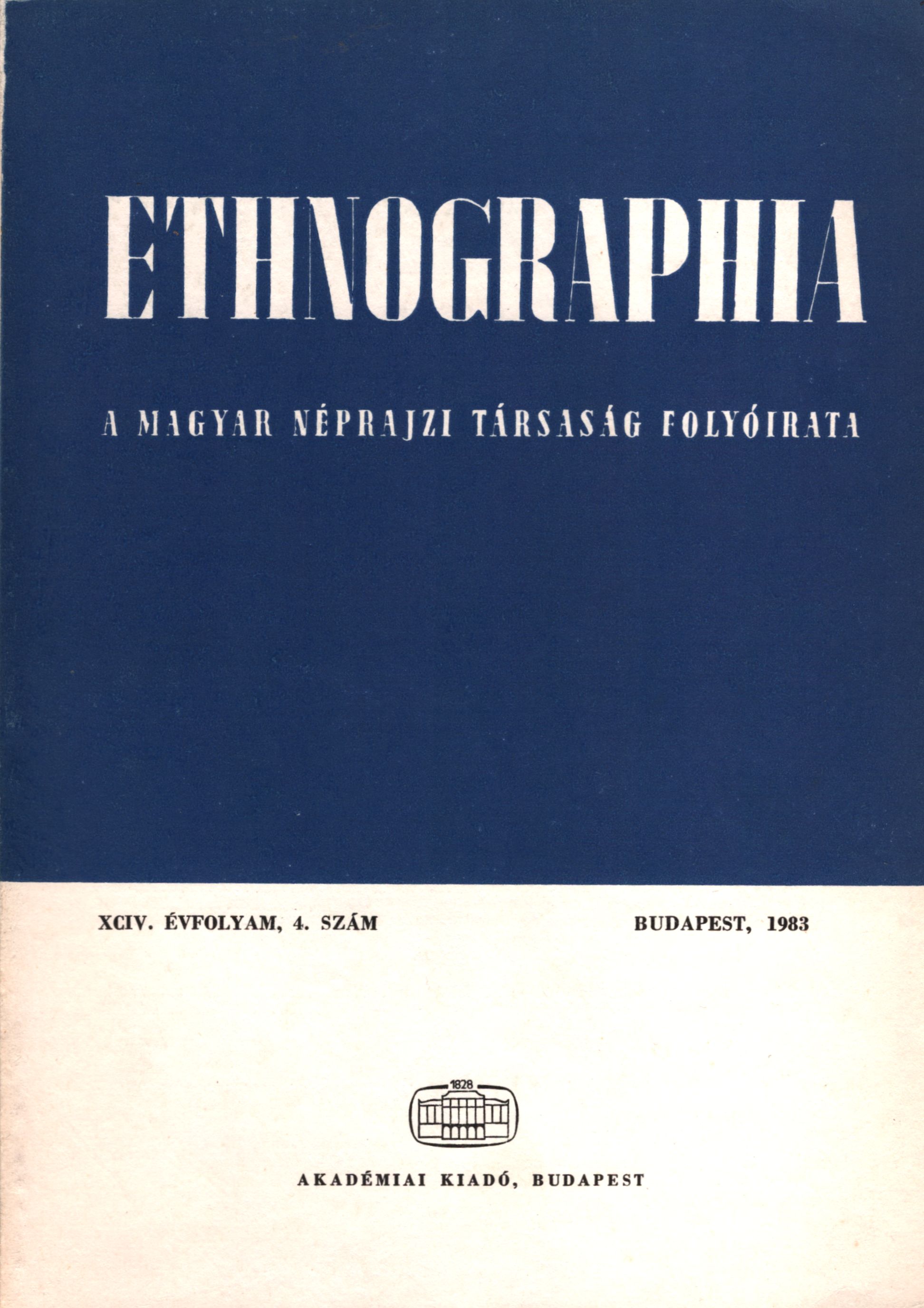 Hofer Tamás - Ethnographia 1983/4 Hofer Tamás - Ethnographia 1983/4, Budapest 1983 antikvár könyv