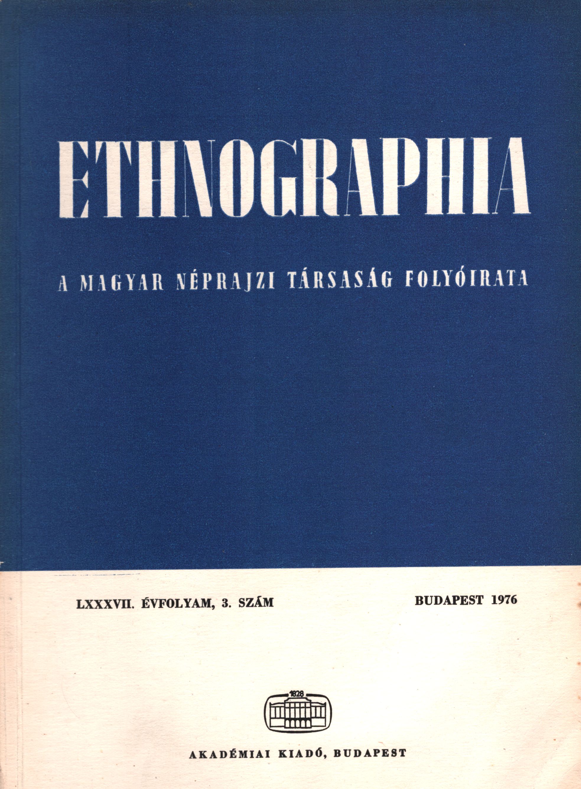 Hofer Tamás - Ethnographia 1976/3 Hofer Tamás - Ethnographia 1976/3, Budapest 1976 antikvár könyv