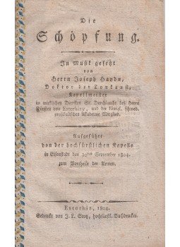 Haydn, Joseph - Die Schöpfung (1804) Haydn, Joseph - Die Schöpfung (1804), Eszterháza (Fertőd) 1804 antikvár könyv