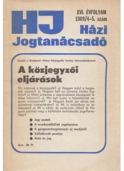 Leveles László - Házi jogtanácsadó 1989/4-5. szám, Budapest 1989 antikvár könyv
