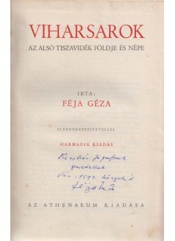 Féja Géza - Viharsarok (Dedikált), Budapest 1938 antikvár könyv