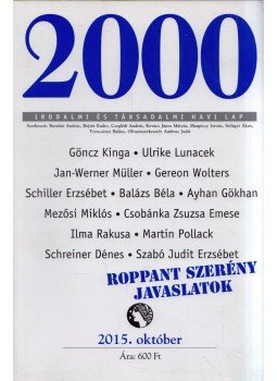 Barabás András - 2000 Irodalmi és társadalmi havi lap 2015. október,  2015 antikvár könyv
