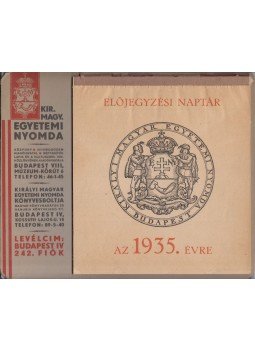  - Királyi Magyar Egyetemi Nyomda előjegyzési naptár az 1935. évre, Budapest 1935 antikvár könyv