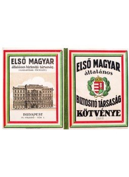  - Az Első Magyar Általános Biztosító Társaság biztosítási kötvénye (1929), Budapest 1929 antikvár könyv