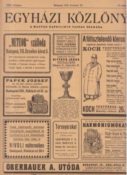  - Egyházi közlöny 1910/ XXII. évfolyam (nem teljes), Budapest 1910 antikvár könyv