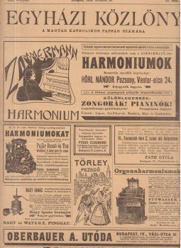 - Egyházi közlöny 1909/ XXI. évfolyam (nem teljes) - Egyházi közlöny 1909/ XXI. évfolyam (nem teljes), Budapest 1909 antikvár könyv