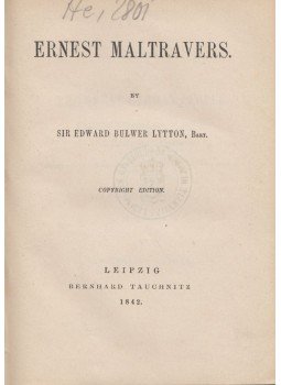 Edward Bulwer Lytton - Ernest Maltravers Edward Bulwer Lytton - Ernest Maltravers, Leipzig 1842 antikvár könyv