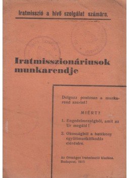  - Iratmisszionáriusok munkarendje, Budapest 1933 antikvár könyv