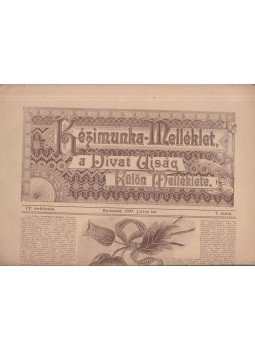  - Kézimunka-Melléklet, a Divat Ujság külön melléklete 1897. július, Budapest 1897 antikvár könyv
