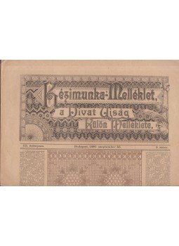  - Kézimunka-Melléklet, a Divat Ujság külön melléklete 1896. szeptember, Budapest 1896 antikvár könyv
