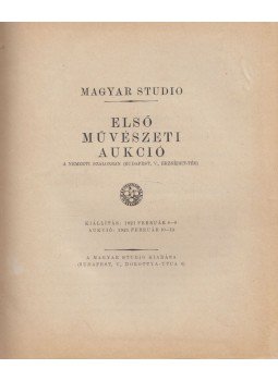  - Magyar Studio Első művészeti aukció a Nemzeti Szalonban, Budapest 1921 antikvár könyv
