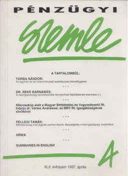 Szamek Tamás - Pénzügyi szemle XLII. évfolyam 1997. április, Budapest 1997 antikvár könyv