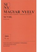 Benkő Loránd - Magyar Nyelv XCVIII. évfolyam 2002. 1. szám