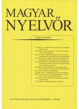  - Magyar Nyelvőr 124. évfolyam 2000. július- szeptember 3. szám, Budapest 2000 antikvár könyv