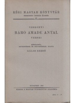 Gálos Rezső - Várkonyi báró Amade Antal versei, Budapest 1937 antikvár könyv