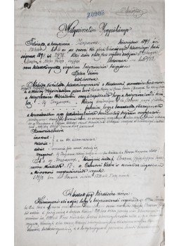  - Telekkönyvi jegyzőkönyv, végzés és térkép az orsovai járás Nagyzsupány és Tuffás községének határában levő földbirtokról (1899), Orsova 1899 antikvár könyv