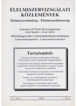 Molnár Pál - Élelmiszervizsgálati Közlemények LV. kötet 2009/1. füzet, Budapest 2009 antikvár könyv