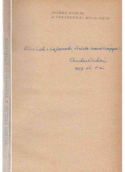 Ascher Oszkár - A versmondás művészete (dedikált), Budapest 1953 antikvár könyv