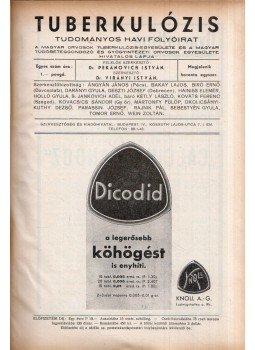 Pekanovich István, Virányi István - Tuberkulózis 1936. (teljes évfolyam) Pekanovich István, Virányi István - Tuberkulózis 1936. (teljes évfolyam), Budapest 1936 antikvár könyv