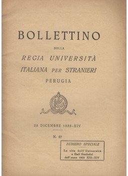  - Bollettino della Regia Università Italiana per Stranieri, Perugia 28 dicembre 1935 XIV, Perugia 1935 antikvár könyv