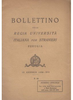  - Bollettino della Regia Università Italiana per Stranieri, Perugia 15 gennaio 1938 XVI, Perugia 1938 antikvár könyv