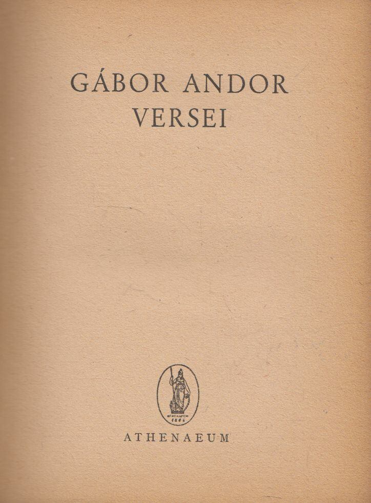 Gábor Andor - Gábor Andor versei