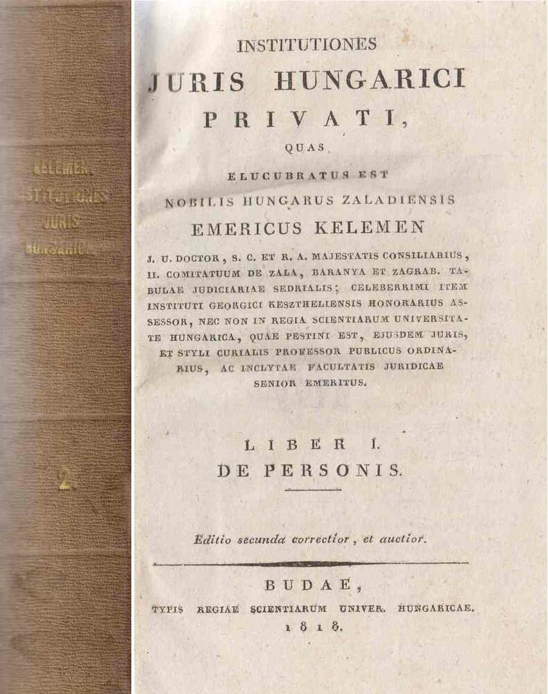 Kelemen Imre - Institutiones Juris Hungarici Privati I. - De Personis