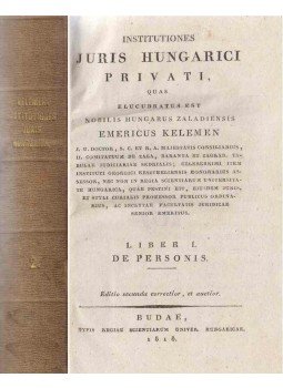 Kelemen Imre - Institutiones Juris Hungarici Privati I. - De Personis, Buda 1818 antikvár könyv