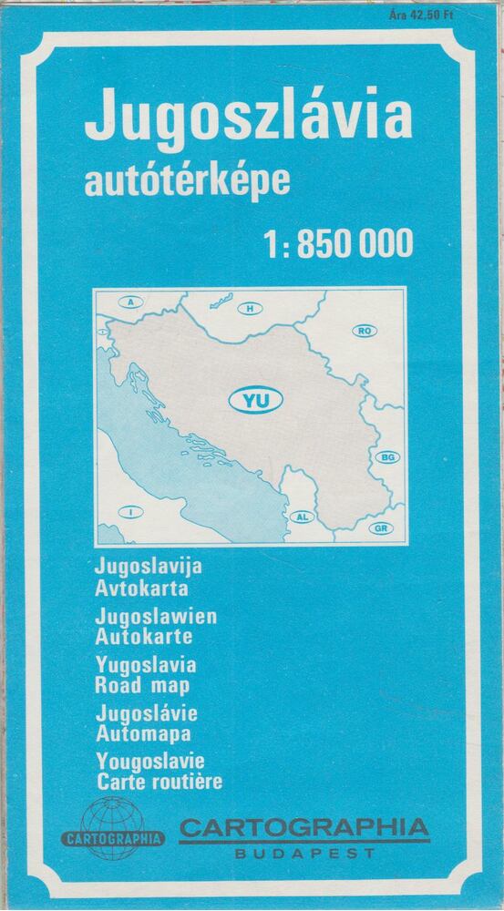  - Jugoszlávia autótérképe (1:850000), Budapest 1983 antikvár könyv