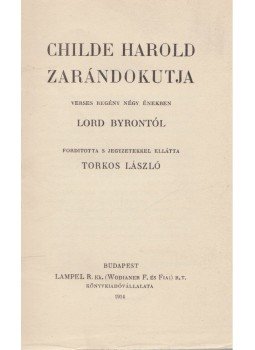 Byron, Lord - Childe Harold zarándokutja, Budapest 1914 antikvár könyv