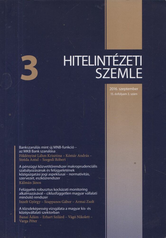 virág Barnabás (szerk.) - Hitelintézeti szemle 2016. szeptember