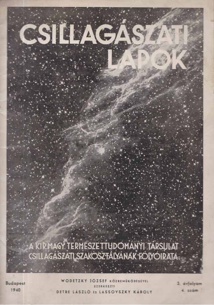 Wodetzky József (szerk.),Detre László (szerk.),Lassovszky Károly (szerk.) - Csillagászati Lapok 1940 / 4.