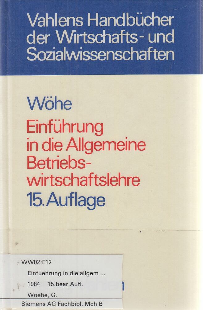Wöhe, Günter - Einführung in die allgemeine Betriebswirtschaftslehre