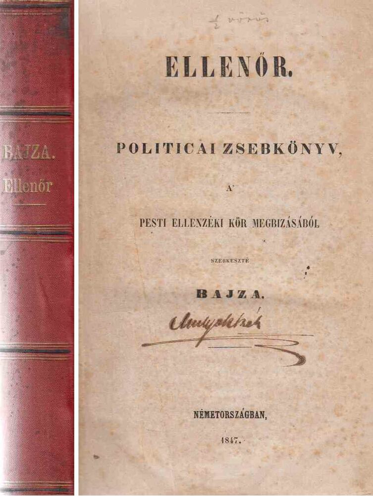 Bajza József - Ellenőr. Politicai zsebkönyv,  1847 antikvár könyv