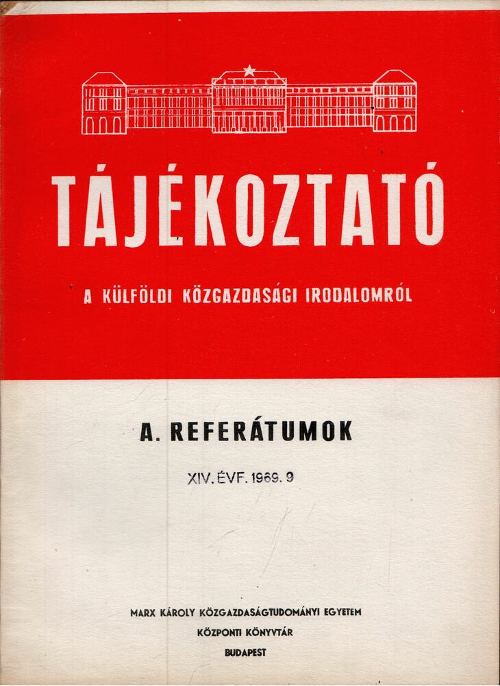 - Tájékoztató a külföldi közgazdasági irodalomról, Budapest 1969 antikvár könyv