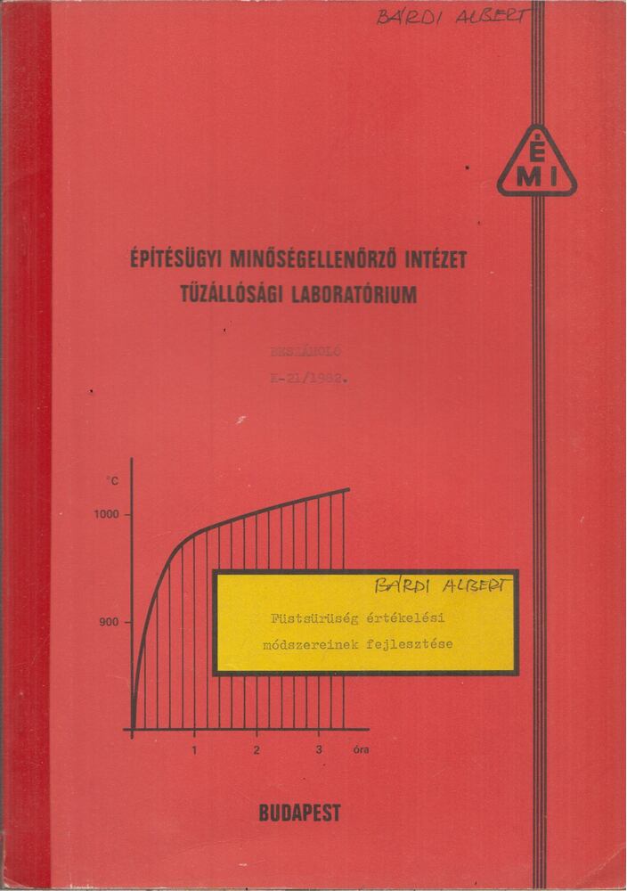  - Füstsűrűség értékelési módszereinek fejlesztése, Budapest 1982 antikvár könyv