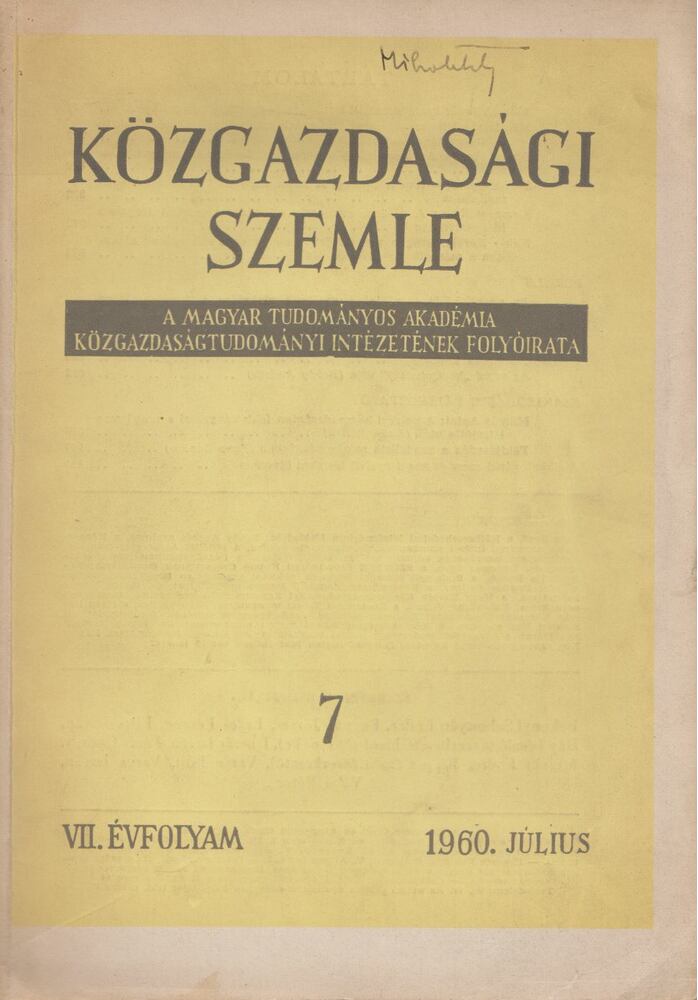Ripp Géza - Közgazdasági Szemle 1960. július